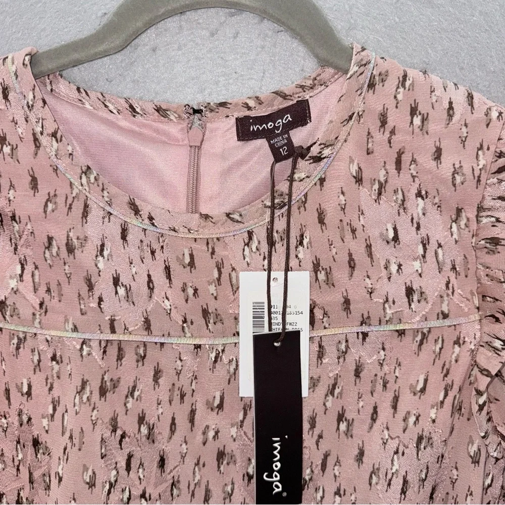 Imoga‎ - NWT big girls Mindy Ruffle mini dress long sleeve elastic waist pink 12